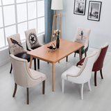新款欧式餐桌椅组合4人6人现代简约小户型实木布艺餐椅休闲沙发椅