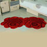 欧式加厚玫瑰花地毯 卧室房间时尚床边毯 客厅玄关圆形地垫门垫