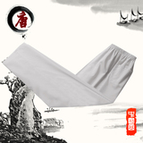 夏季纯色中国风男士中老年人纯棉中式唐装休闲民族薄款功夫长裤子