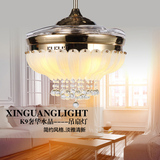 水晶风扇灯LED变光隐形吊扇灯42寸简约时尚客厅餐厅卧室带灯扇