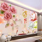 中式玉雕家和富贵牡丹花浮雕玫瑰背景墙纸墙布大型壁画客厅壁纸画