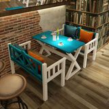 地中海复古做旧全实木餐桌高档欧美式长方形餐桌餐椅定制特价包邮