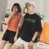 2016学院风情侣装夏装短袖T恤时尚字母韩范学生上衣男女大码半袖