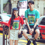 qlz情侣装夏装2016新款T恤韩版学生个性字母短袖韩国男女简约上衣