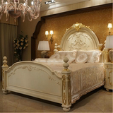 设计师家具美式新古典双人床欧式复古做旧实木雕花床 婚床公主床