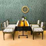 欧美复古时尚桌椅组合单人多人酒吧咖啡馆餐厅做旧创意铁艺沙发椅