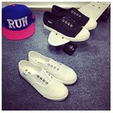2016夏季小白鞋单鞋韩版平跟帆布鞋女贝壳头懒人鞋学生休闲鞋板鞋