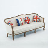 定做美式实木布艺沙发法式复古做旧双人三人欧式北欧宜家沙发椅子