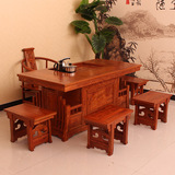 仿古家具古典中式多功能实木雕花功夫茶桌椅组合泡茶将军台桌茶几