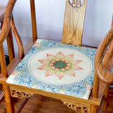 现代新中式古典棉麻海绵垫茶楼椅垫红木实木防滑餐椅垫可拆