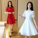 韩国代购正品2016夏季女装新款裙子甜美短袖蕾丝公主裙蓬蓬连衣裙
