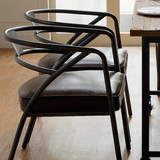 美式风格铁艺家具复古做旧酒吧铁艺餐椅实木餐桌椅交叉靠背椅子