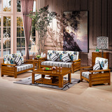 小户型实木沙发组合 中式榉木布艺沙发 客厅多功能伸缩沙发床两用