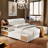 皮床榻榻米 真皮床双人床1.8米简约现代婚床 大小户型储物床特价