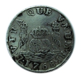 西班牙属玻利维亚波多西1768年2R地球双柱银币