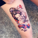 3D日本扇子艺妓纹身贴防水男 女大手臂个性花臂 持久疤痕通用刺青
