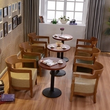 实木咖啡厅桌椅  复古美式乡村 奶茶店桌椅 西餐厅茶餐厅围椅