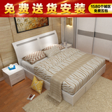 板式床 简约现代宜家家具抽屉储物床 1.8 1.5米双人收纳木床婚床