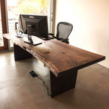 电脑桌台式家用简约现代办公桌会议桌长桌长条桌子实木书桌椅组合