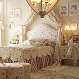 布艺公主床儿童软包床蝴蝶图案单人床卧室套房家具韩式女孩创意床