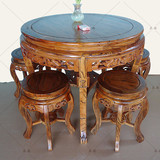 实木质家用圆餐桌吃饭桌榆木中式餐厅桌椅仿古大圆桌