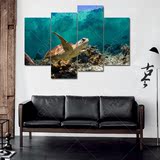海龟装饰画 海底世界挂画书房客厅卧室墙面画壁画无框画蓝色海洋
