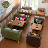 西餐厅咖啡厅沙发 休闲扶手洽谈卡座沙发奶茶甜品店沙发桌椅组合