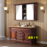 美式浴室镜柜橡木落地洗手台盆卫浴柜组合仿古实木洗漱洗脸双盆柜