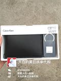 美国代购 Calvin Klein CK男士真皮短款对折钱包带钥匙扣礼盒装