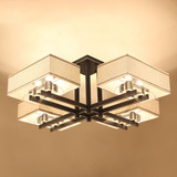 中式客厅灯具现代简约水晶吸顶灯长方形个性创意大气餐厅吊灯灯饰