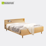 北欧宜家全实木1.5米白橡木床简约日式小户型卧室双人原木床家具