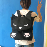 韩国软妹猫咪双肩包女日韩版大容量旅行背包原宿风中学生书包学院