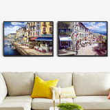 欧洲小镇威尼斯风景装饰画艺术画客厅沙发墙挂画壁画带框画有框画