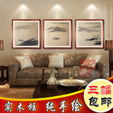 新中式简约禅意装饰画水墨国画手绘梅花茶壶客厅玄关多联墙画有框