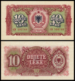 【欧洲】全新UNC 阿尔巴尼亚10列克  1957年 外国纸币 P-28