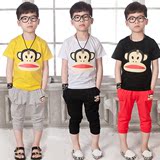 香港正品童装代购夏装新款男童女童大嘴猴T恤儿童运动短袖套装