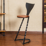美式复古家具实木铁艺吧台椅简约靠背高脚吧椅酒吧咖啡厅椅子定制