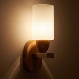 LED橡木壁灯简约现代创意床头灯客厅卧室灯节能实木灯过道走廊灯