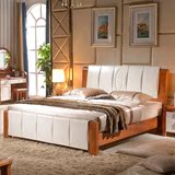 实木床1.8米双人床地中海白色婚床简易田园床气动高箱储物床简约