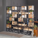 LOFT美式实木简易落地置物架书柜创意书架自由组合收纳隔断柜架子