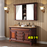 美式浴室柜橡木镜柜实木落地洗手盆柜组合欧式仿古卫浴柜整体特价