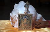 热贡唐卡手绘装框小唐卡释迦牟尼护身符西藏随身挂盒小唐卡画嘎乌