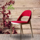 实木餐椅子 高档时尚创意设计师酒店咖啡厅餐椅休闲北欧家用木椅