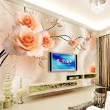 欧式温馨卧室3d立体玫瑰墙纸无缝壁画简约客厅沙发电视背景墙壁纸