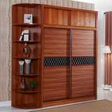 衣柜推拉门现代简约板式趟门移动衣厨整体卧室2门实木组合家具