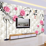电视背景墙壁纸墙布壁画无纺布3d立体现代客厅中式家和温馨玫瑰花
