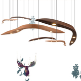 设计师创意吊灯前台长形现代简约艺术餐厅LED实木吊灯客厅吊灯