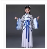儿童古装汉服曲裙青花瓷女童改良汉服表演服女童