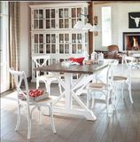 欧美式做旧铁艺复古实木餐桌书桌办公桌会议桌咖啡桌米字腿餐桌