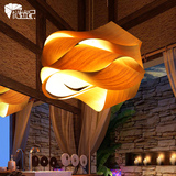 谜光纪东南亚木皮灯客厅卧室阳台创意个性木质吊灯酒店工程艺术灯